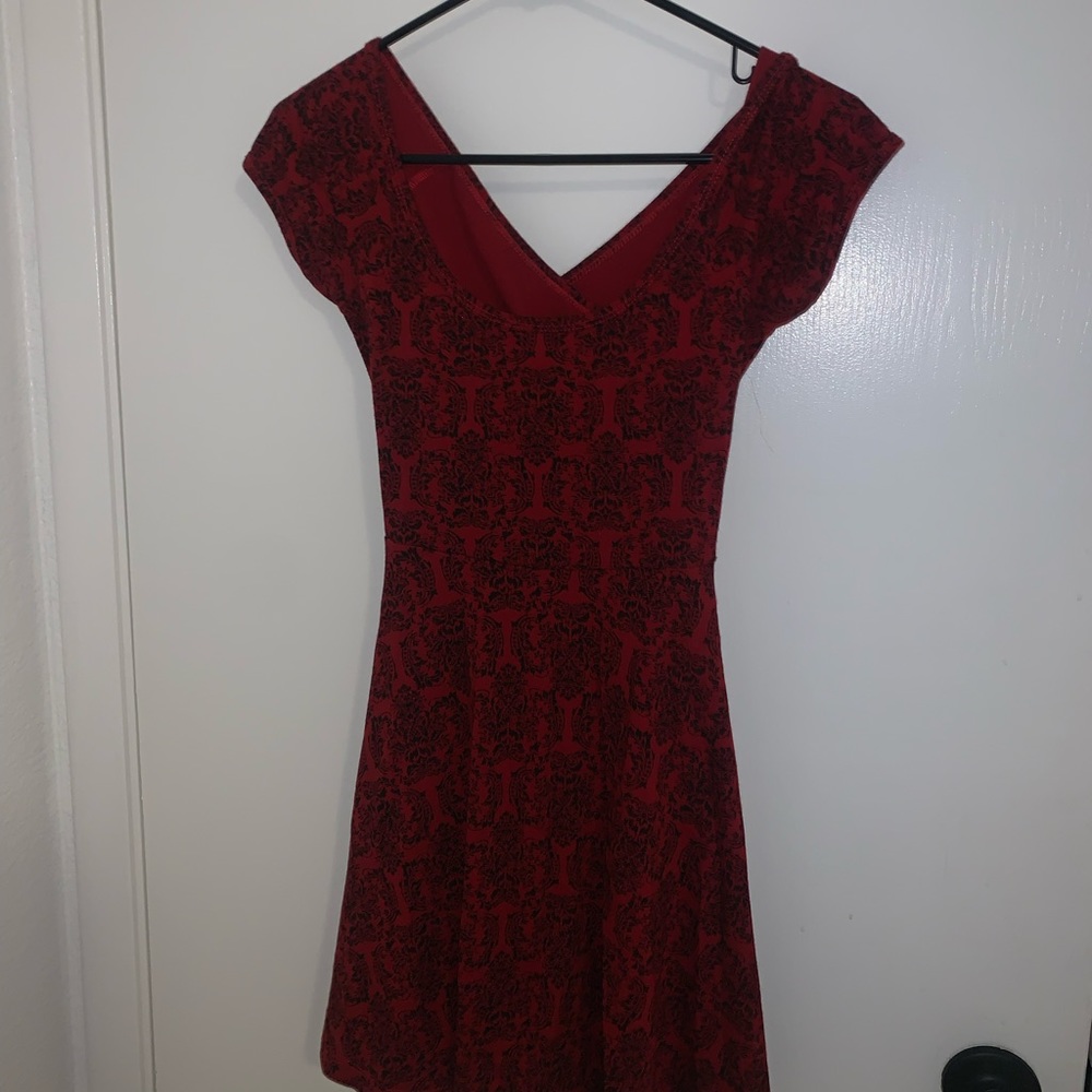 Red Mini Dress with Cute Black Design